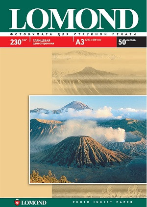 Бумага A3 230g/m LOMOND 50л. глянцевая односторонняя Бумага A3 230g/m LOMOND 50л. глянцевая односторонняя
