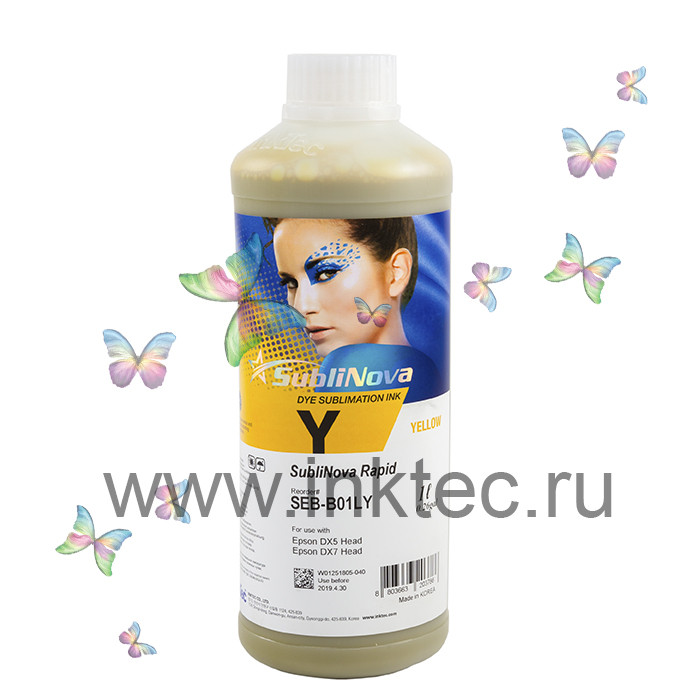 Чернила сублимационные InkTec 1л SEB-B01LY желтые SubliNova Rapid (без запаха) для Epson Piezo Чернила сублимационные InkTec 1л SEB-B01LY желтые SubliNova Rapid (без запаха) для Epson Piezo